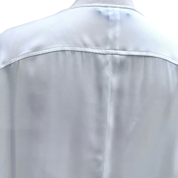 VINCE OFF WHITE/IVORY SILK PONCHO 1/4 ZIP SHORT SLEEVE BLOUSE - Picture 10 of 15